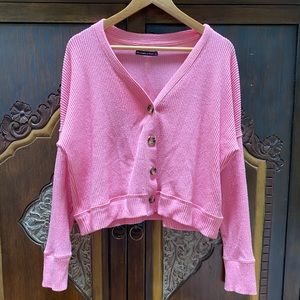 Abercrombie and Fitch Pink Soft Stripe Cardigan